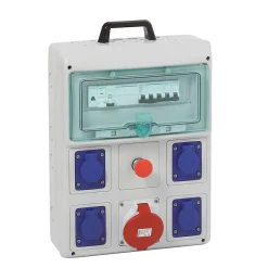 Coffret électrique de chantier pré-équipé et pré-câblé 4 prises 16A + 1 prise 3 pôles + terre 16A Schneider Electric Kaedra