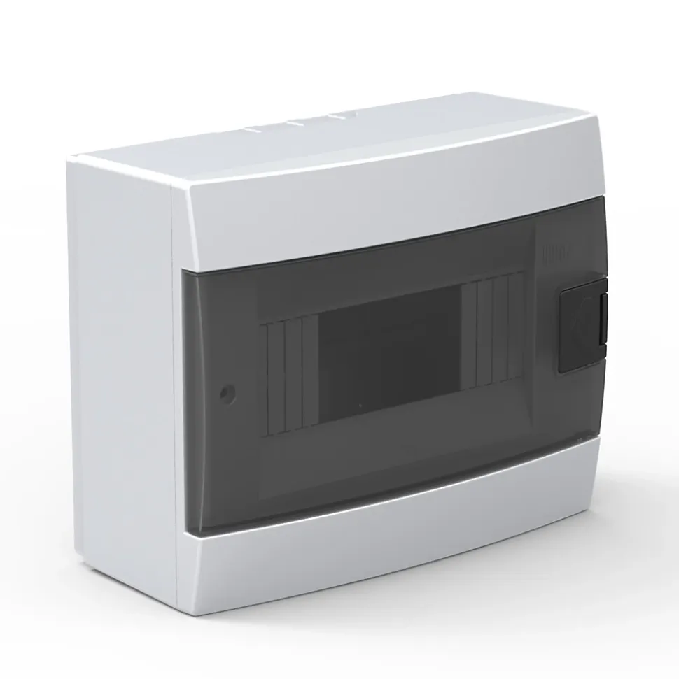 Coffret électrique en saillie 8 modules Tableau électrique nu blanc fumé, 215,5 x 173,5 x 104,5 mm, HOROZ