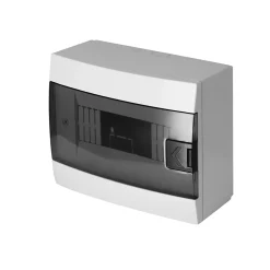Coffret électrique en saillie 8 modules Tableau électrique nu blanc fumé, 215,5 x 173,5 x 104,5 mm, HOROZ