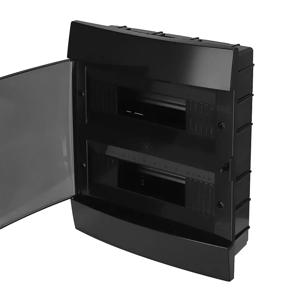 Coffret électrique encastré 24 modules Tableau électrique nu noir fumé, 286 x 340,5 x 112,5 mm, HOROZ