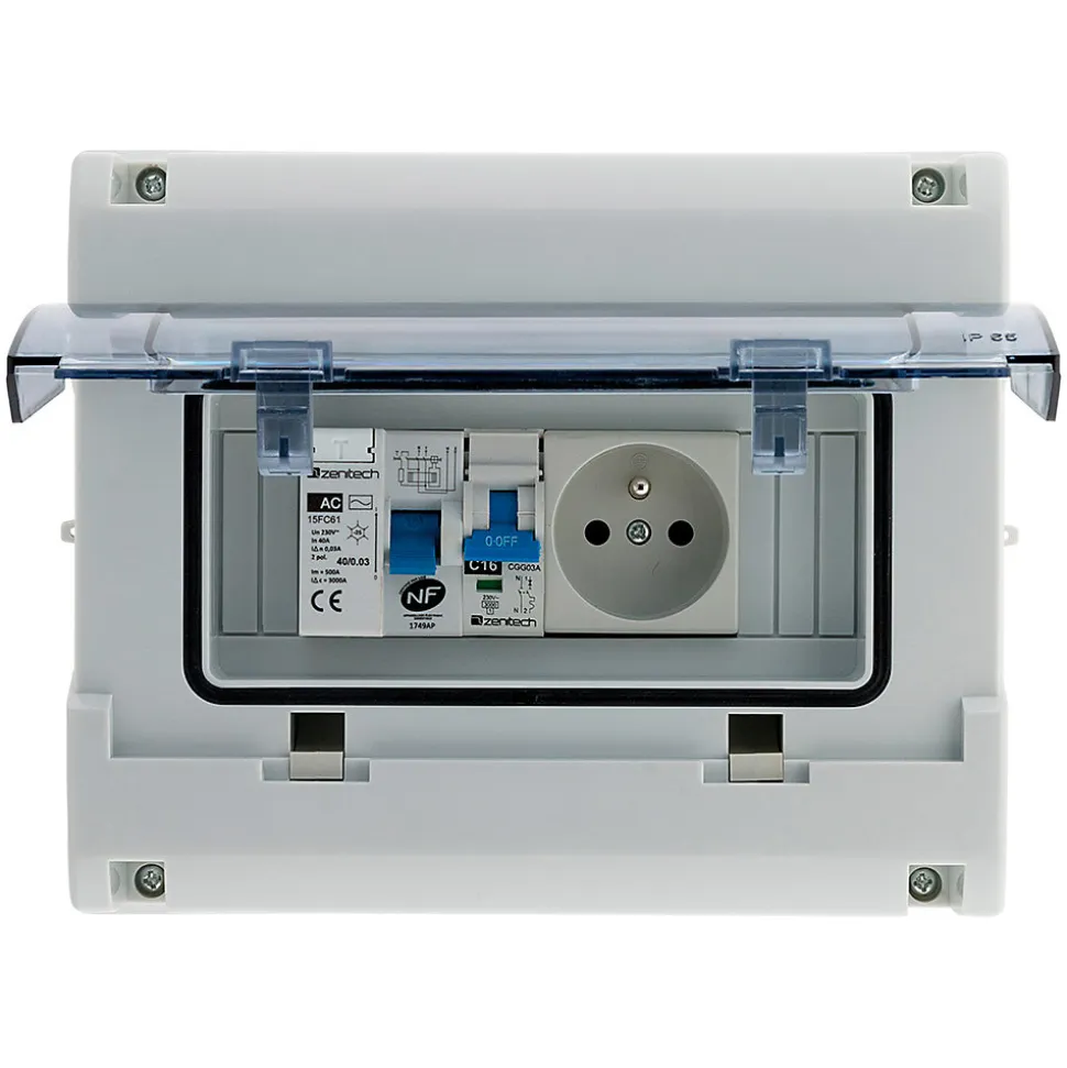 Coffret électrique IP65 8 modules + accessoires Zenitech