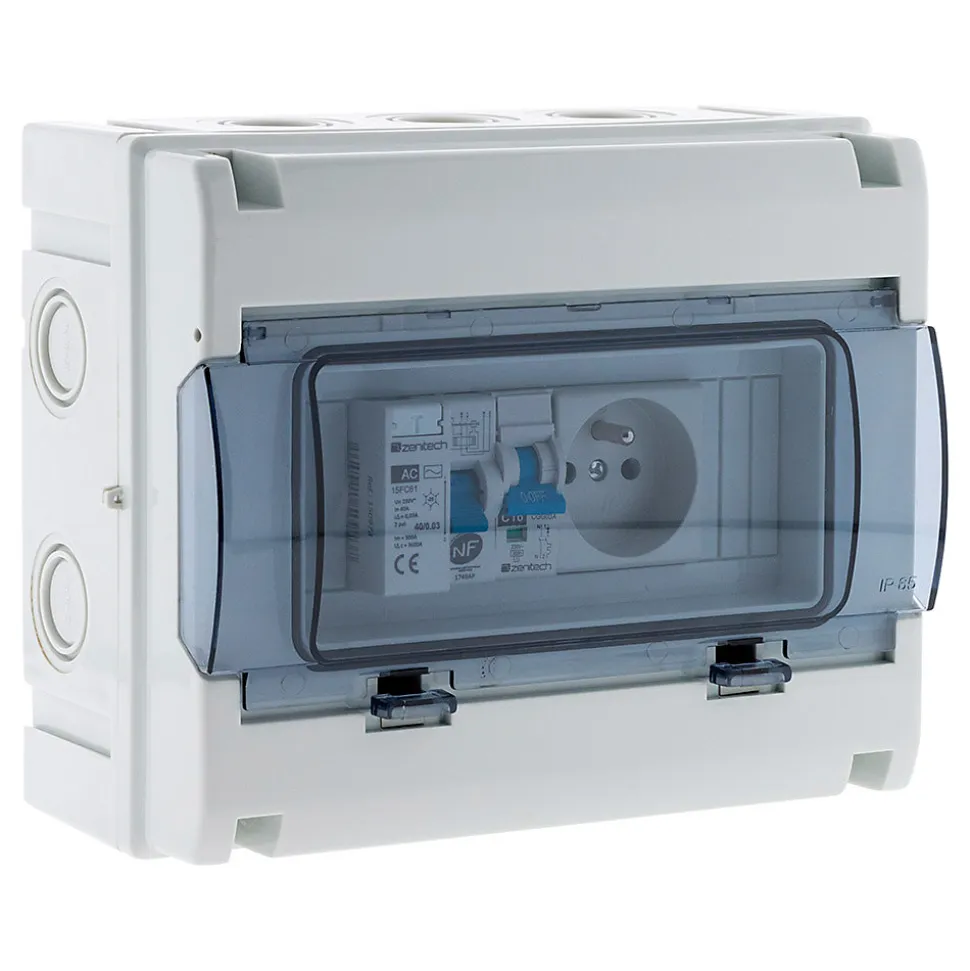 Coffret électrique IP65 8 modules + accessoires Zenitech