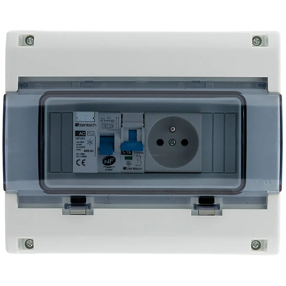 Coffret électrique IP65 8 modules + accessoires Zenitech