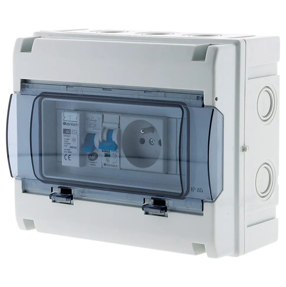 Coffret électrique IP65 8 modules + accessoires Zenitech