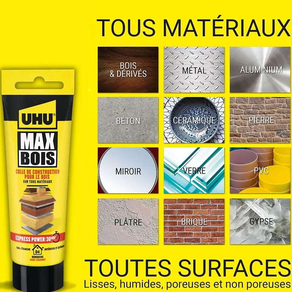 Colle à bois Uhu Wood Max Express Power 7002043 en tube de 100 g