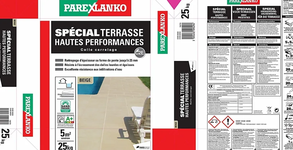 Colle à carrelage beige spéciale terrasse Parexlanko 25 kg
