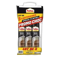 Colle bois plinthes & menuiserie Pattex 380g, lot de 3