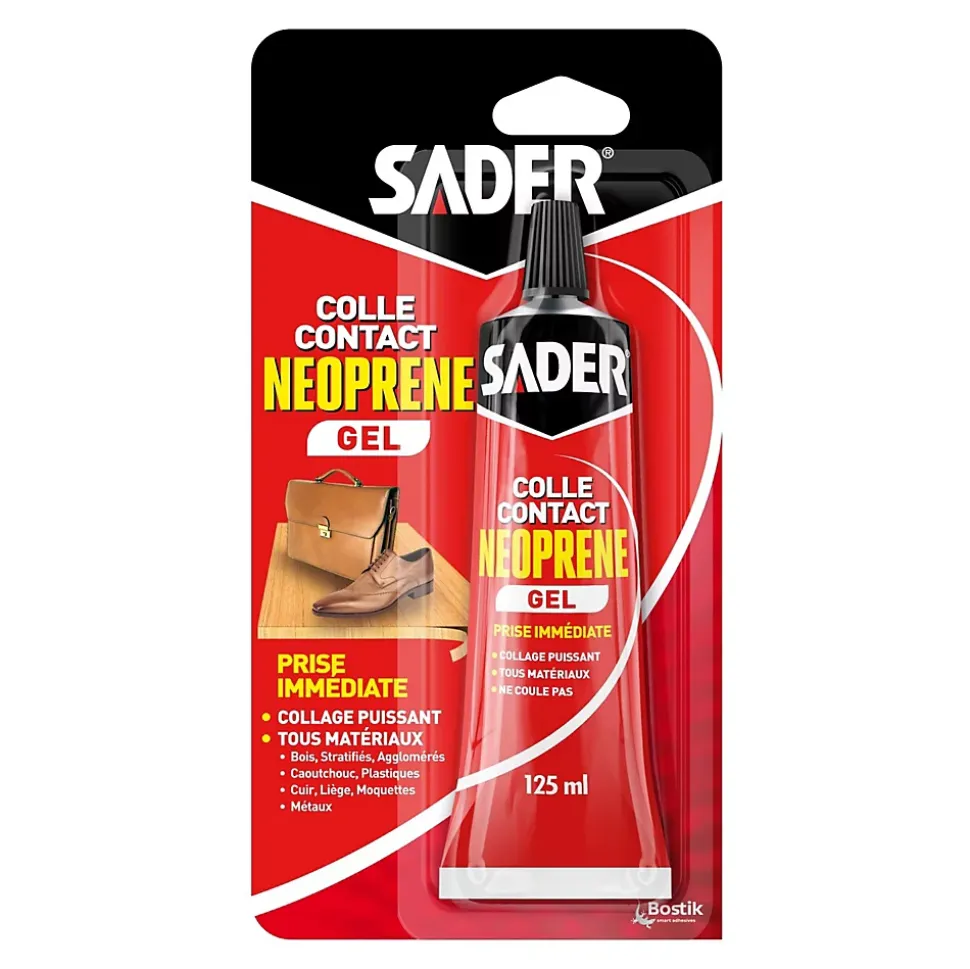 Colle contact néoprène en gel Sader tous matériaux tube de 125 ml