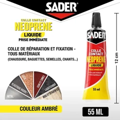 Colle contact néoprène liquide Sader tous matériaux tube de 55 ml