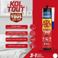 Colle de fixation Cyanolit Koultout 33301149 couleur blanc résistance 350 kg / 10 cm² séchage en 30 minutes