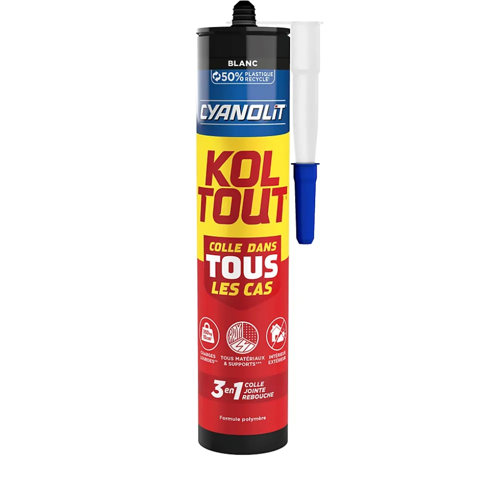 Colle de fixation Cyanolit Koultout 33301149 couleur blanc résistance 350 kg / 10 cm² séchage en 30 minutes