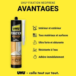 Colle de fixation néoprène UHU beige cartouche 350g