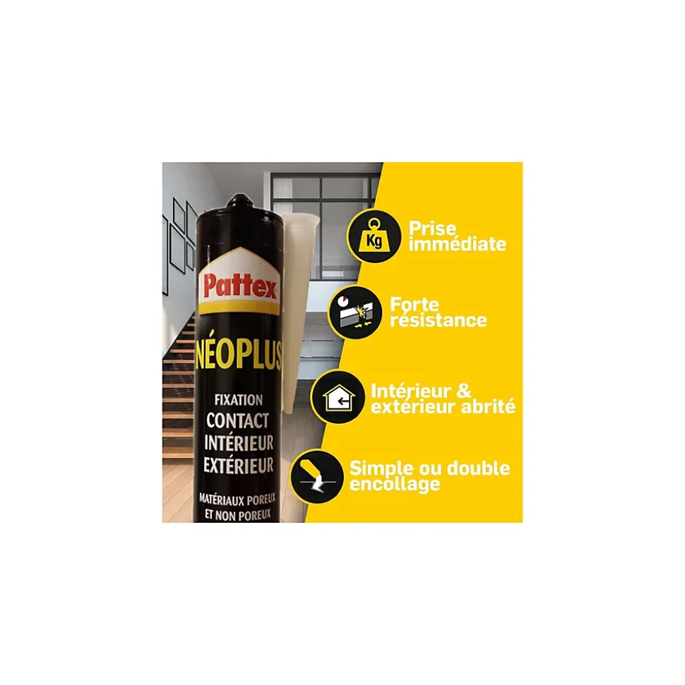 Colle de fixation Pattex Neoplus multi-matériaux - cartouche 390g