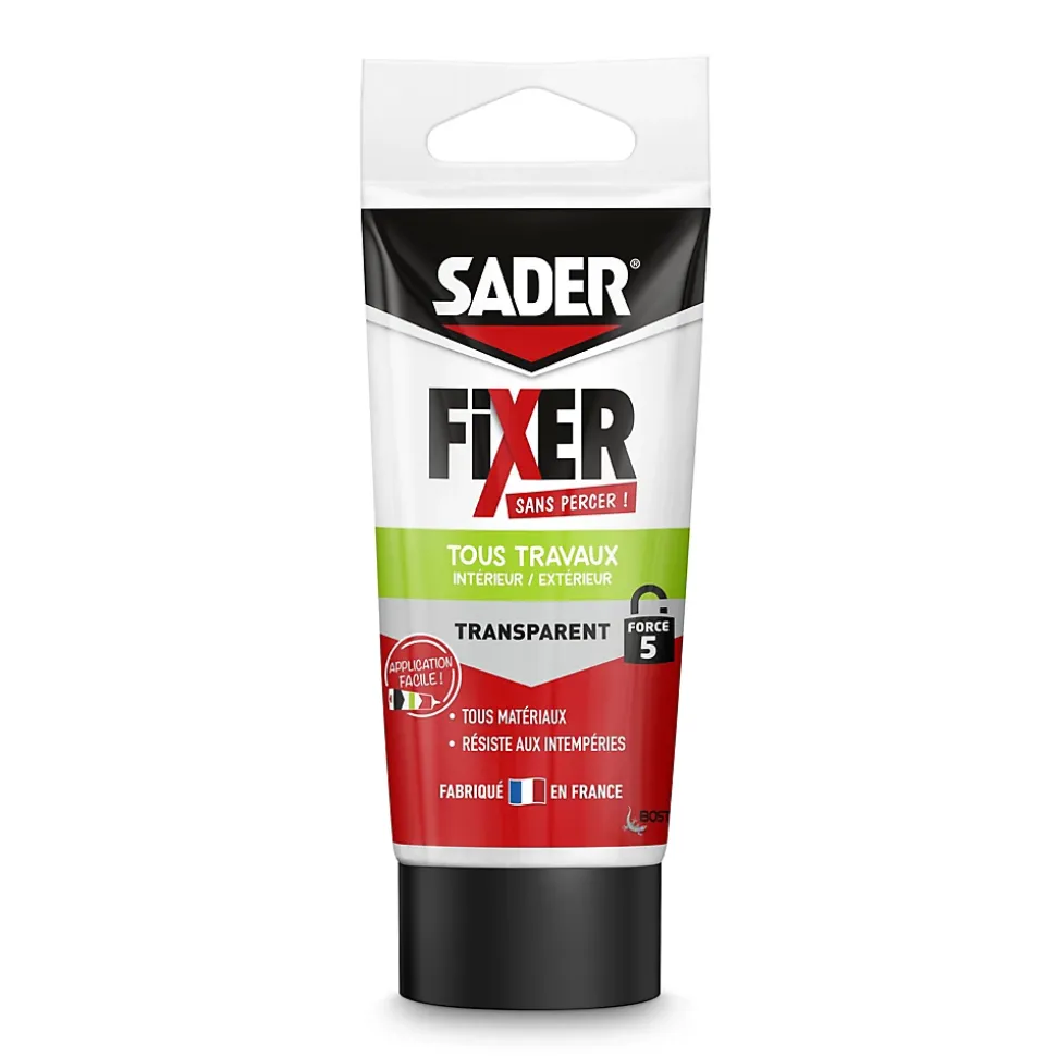 Colle de fixation Sader Fixer Sans Percer Tous Travaux intérieur/extérieur transparent tube 50g
