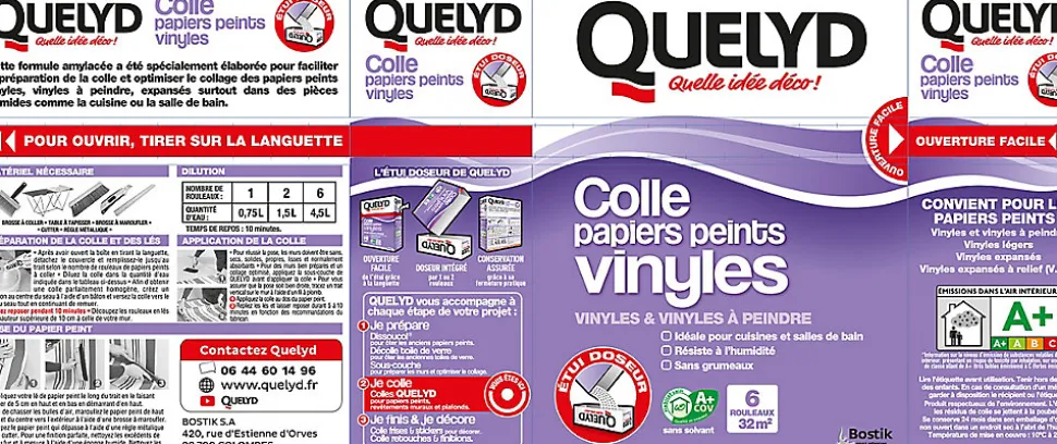 Colle en poudre - adaptée pour tout papiers peints vinyles - surface de couverture 32 m² - Quelyd 30601637