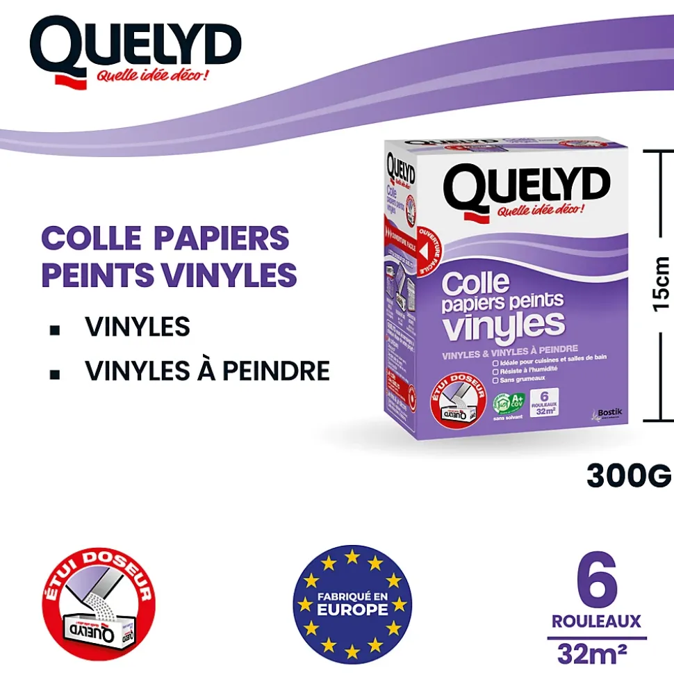 Colle en poudre - adaptée pour tout papiers peints vinyles - surface de couverture 32 m² - Quelyd 30601637