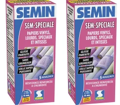 Colle en Poudre pour Papiers Peints Sem-Spéciale Semin, Vinyls, Lourds, Spéciaux et Intissés, Intérieur, Boite 200 g (lot de 2)