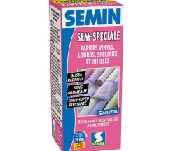 Colle en Poudre pour Papiers Peints Sem-Spéciale Semin, Vinyls, Lourds, Spéciaux et Intissés, Intérieur, Boite 200 g