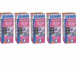 Colle en Poudre pour Papiers Peints Sem-Spéciale Semin, Vinyls, Lourds, Spéciaux et Intissés, Intérieur, Boite 200 g (lot de 5)