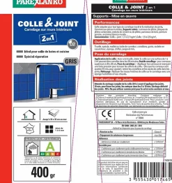 Colle et joint carrelage mur intérieur Parexlanko gris 400 g