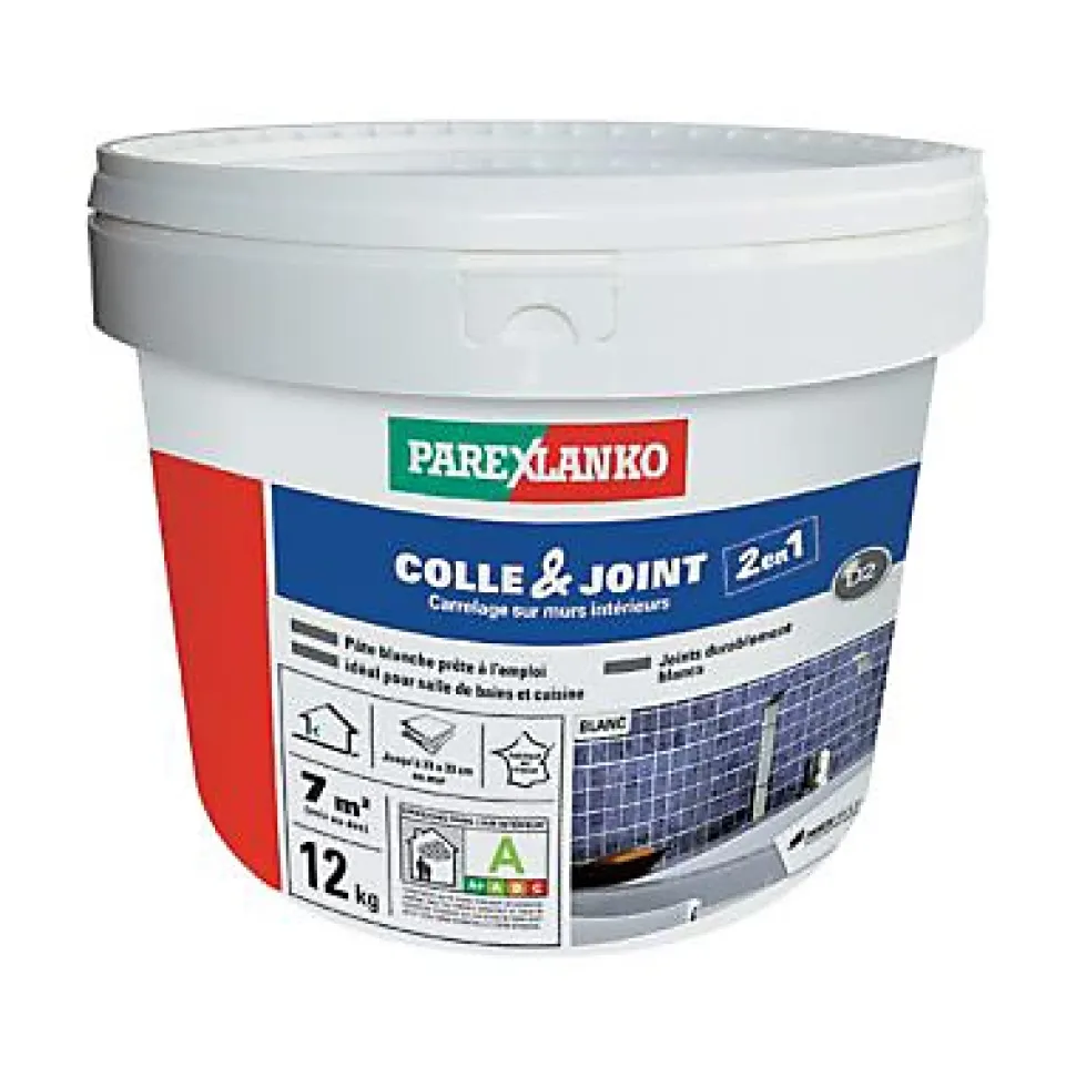 Colle et joint carrelage mur intérieur Parexlanko blanc 12kg