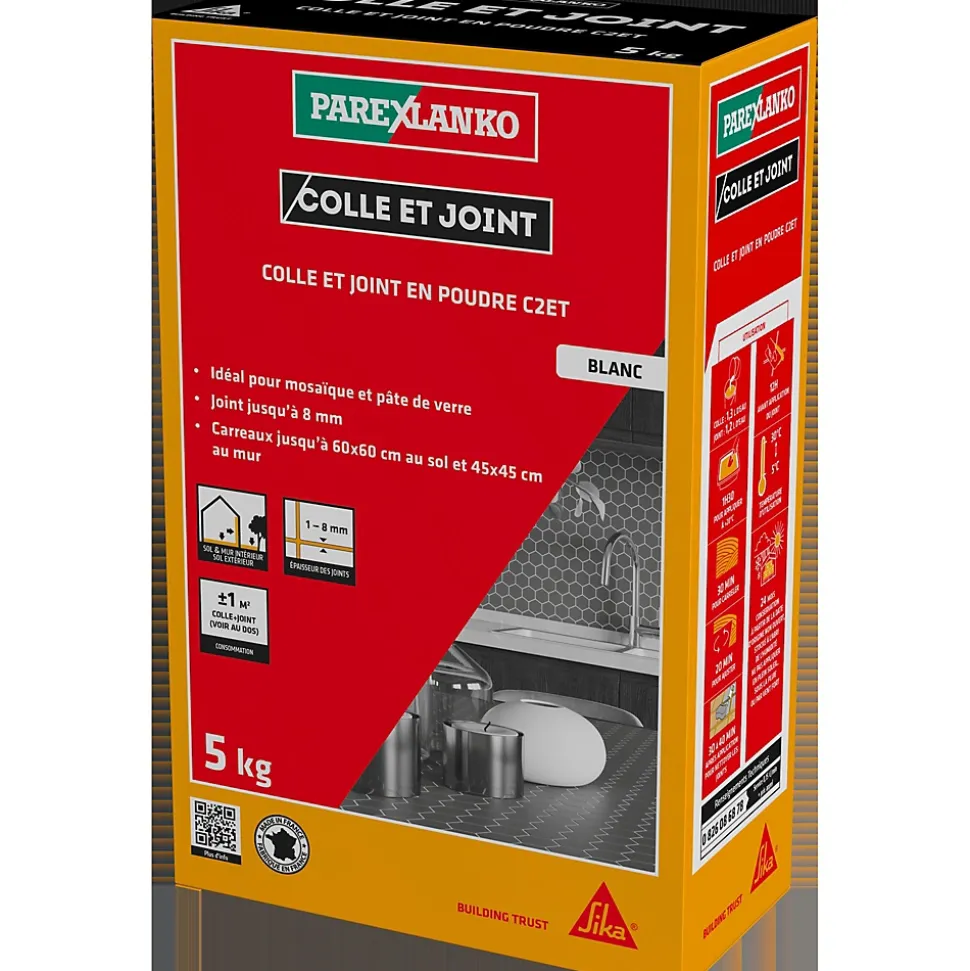Colle et joint en poudre 5 kg blanc Parexlanko