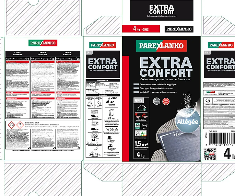 Colle extra confort 4 kg Parexlanko mur et sol