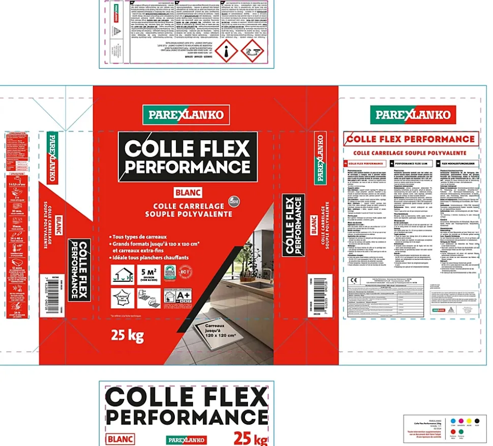 Colle Flex performance Blanc tous type de carreaux 25Kg Parexlanko