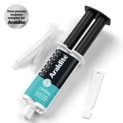 Colle haute performance epoxy à prise rapide Araldite Crystal 24 ml