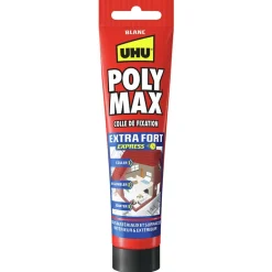 Colle mastic extra forte express UHU Poly Max blanc tube 165g