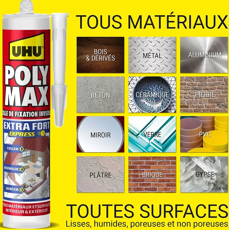 Colle mastic extra forte express UHU invisible 300g