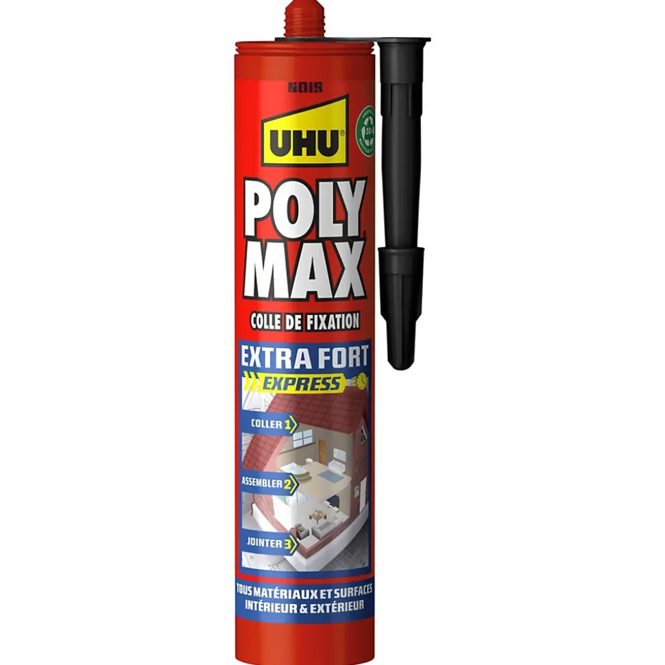 Colle mastic extra forte UHU Poly max noir 425g