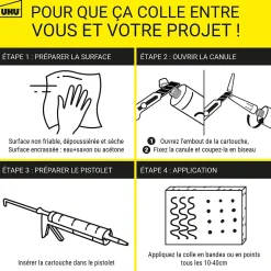 Colle mastic prise immédiate express UHU invisible cartouche 300g
