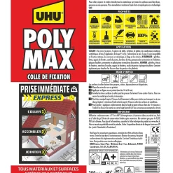 Colle mastic prise immédiate express UHU invisible cartouche 300g