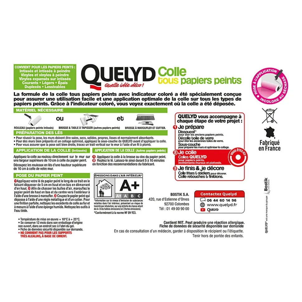 Colle papier peint Quelyd avec indicateur coloré 10kg