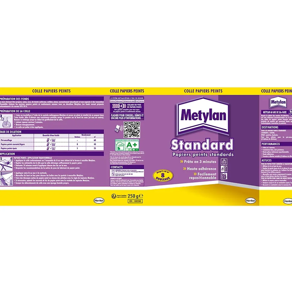 Colle papier peint universelle Metylan 250g