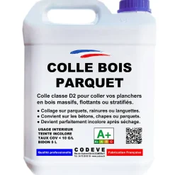 Colle Parquet - 5 L - Codeve Bois - Pour L'assemblage De Votre Parquet, Plancher, Escalier Ou Autre Sol En Bois.