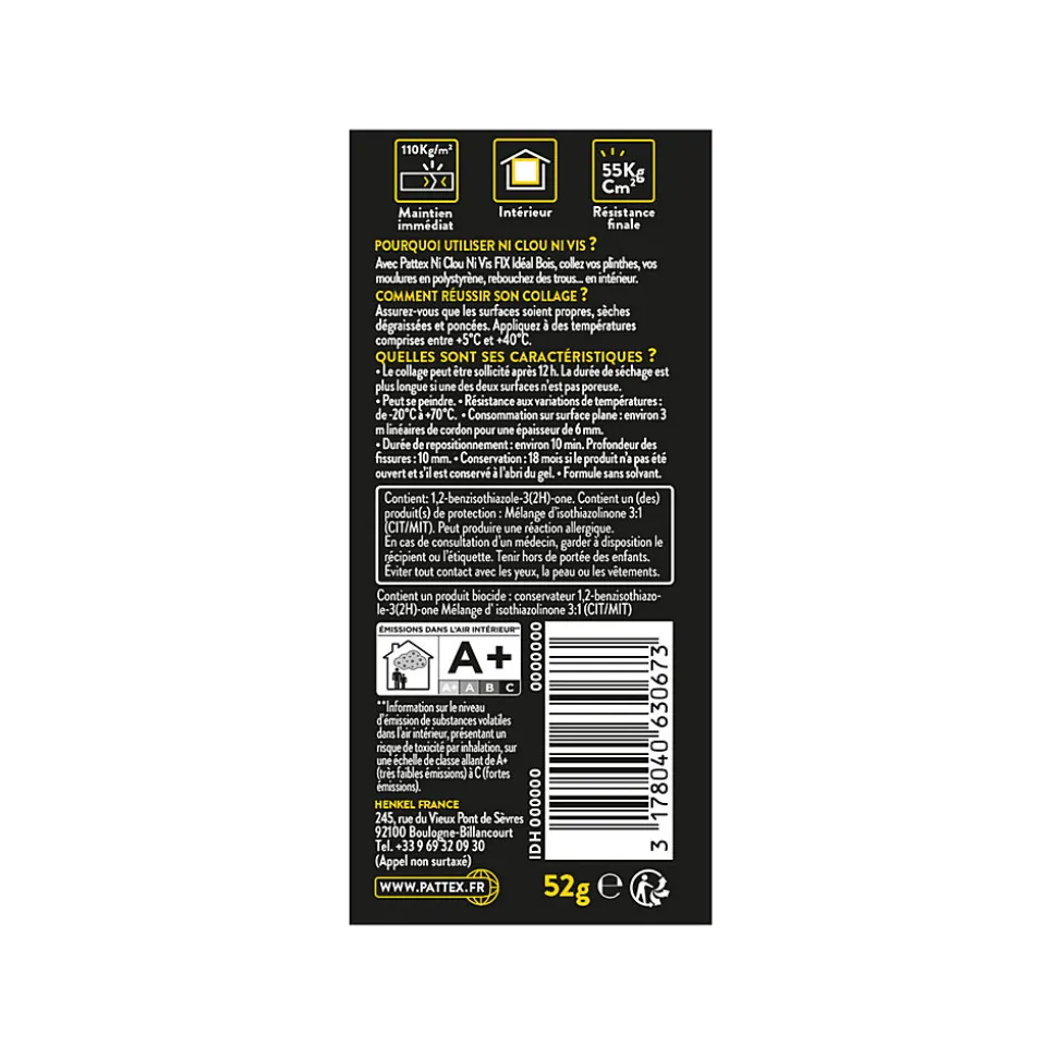 Colle Pattex Ni Clou Ni Vis extra fort et rapide tube 52g