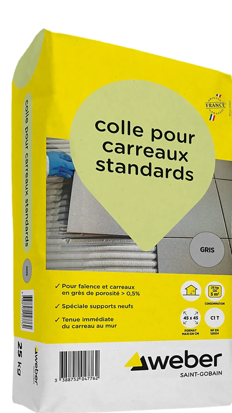 Colle pour carreaux standards gris Weber 25kg