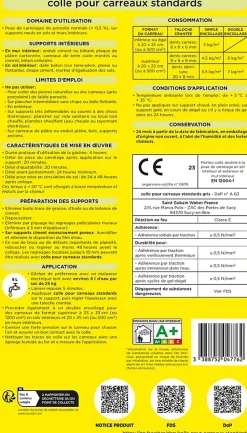 Colle pour carreaux standards gris Weber 25kg