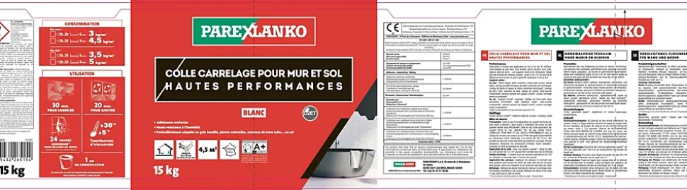 Colle pour carrelage mur et sol intérieur hautes performances blanc Parexlanko 15 kg