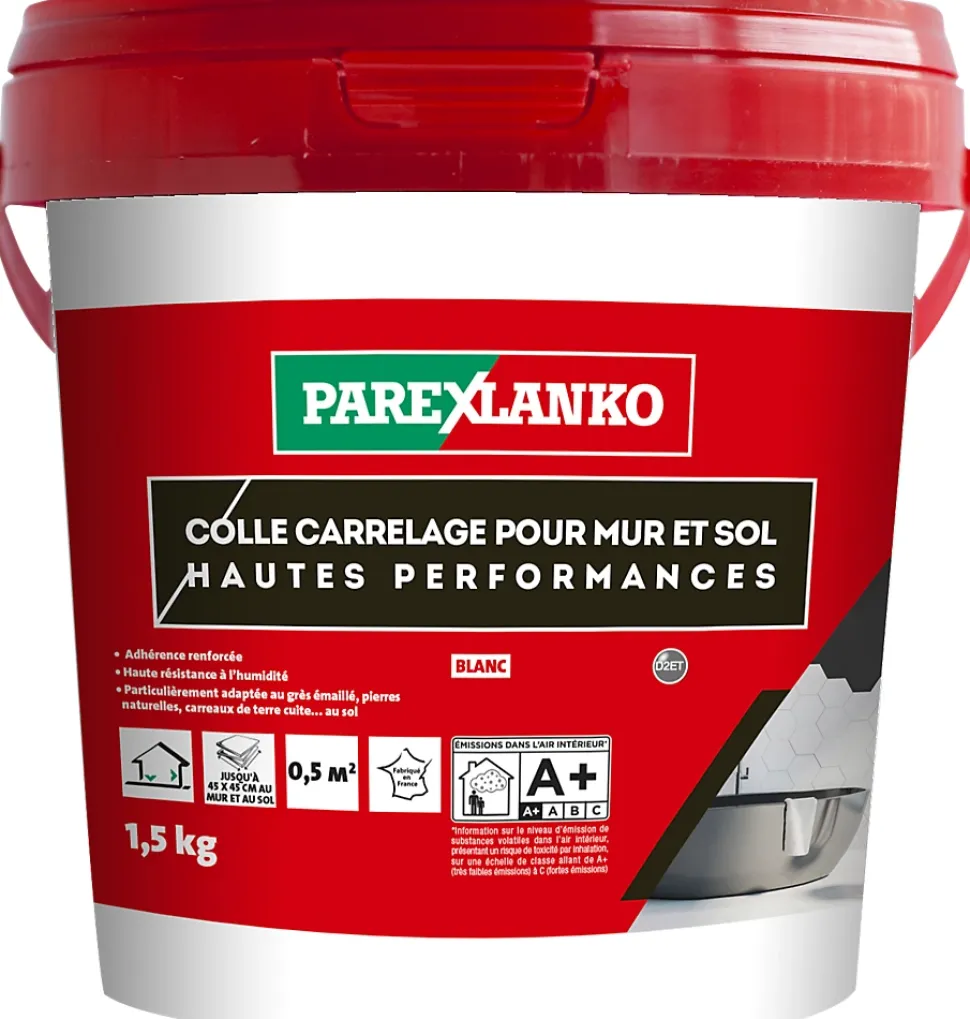 Colle pour carrelage mur et sol intérieur hautes performances blanc Parexlanko 1,5 kg