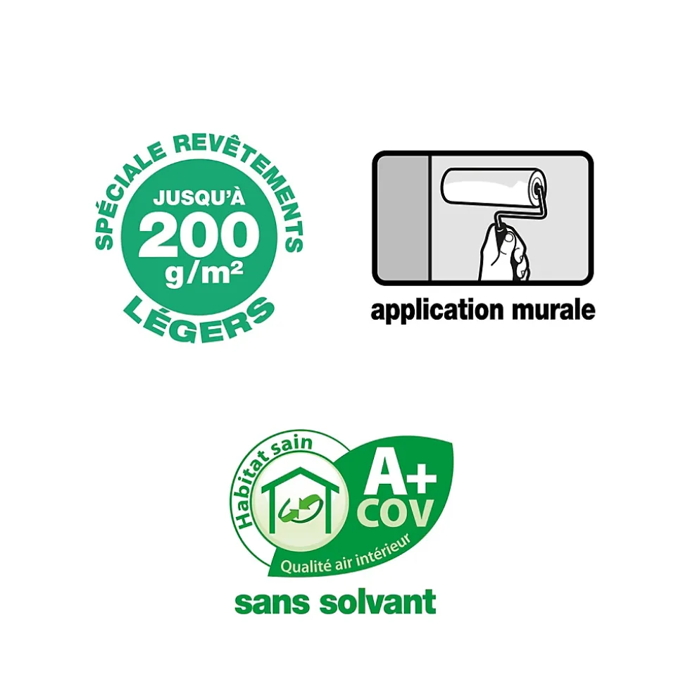 Colle pour revêtements lisses de rénovations légers (jusqu'à 200g/m²) Quelyd pâte 10kg