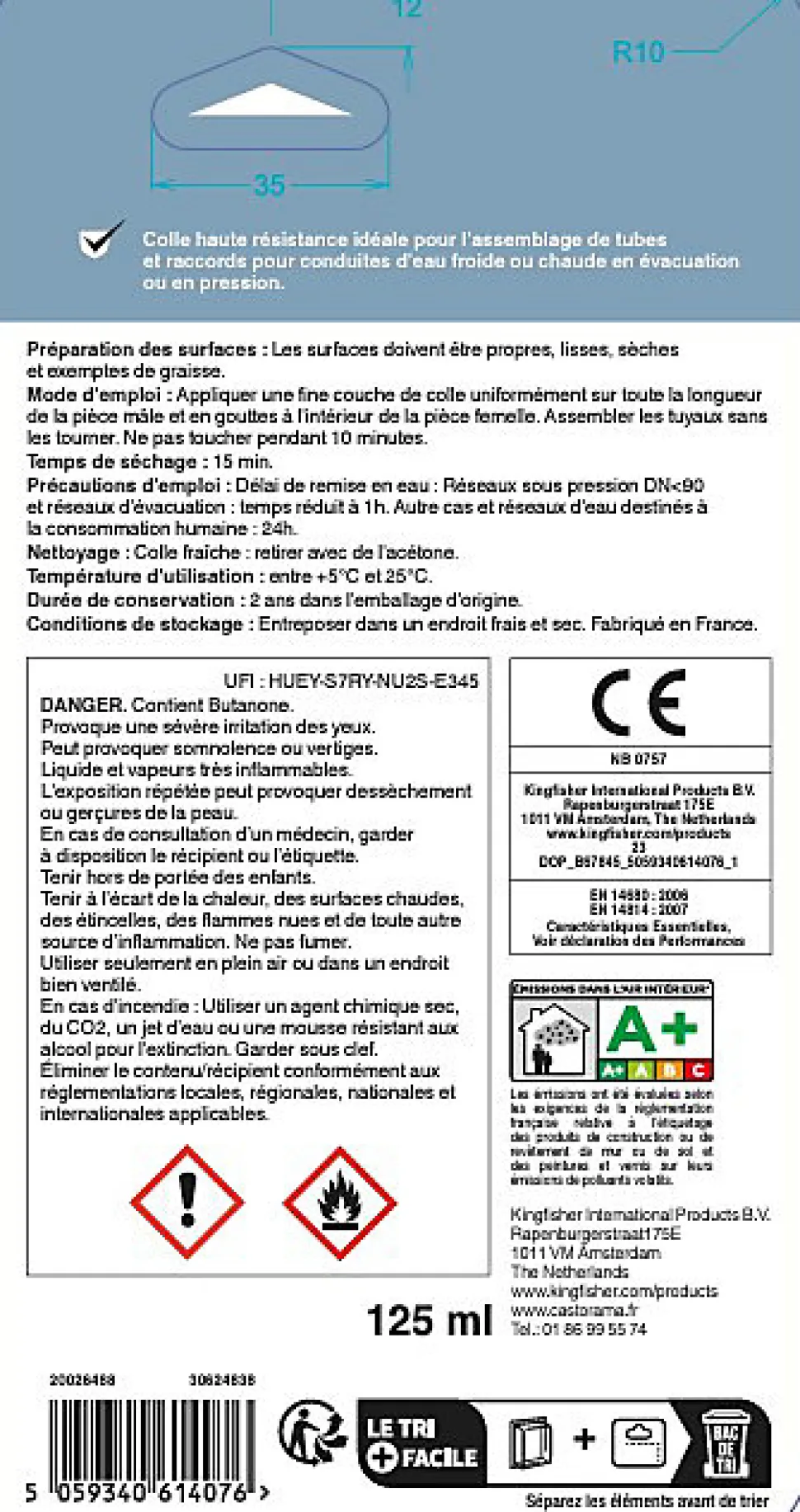 Colle pour tuyau de PVC Volden 125 ml