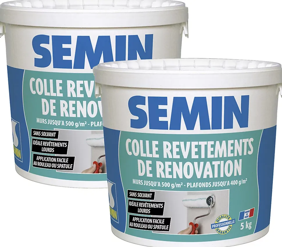 Colle Revêtements de Rénovation Lisse en Pâte Semin, Prête à l'Emploi, Intérieur, Seau de 5 kg (Lot de 2)