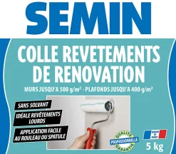 Colle Revêtements de Rénovation Lisse en Pâte Semin, Prête à l'Emploi, Intérieur, Seau de 5 kg (Lot de 3)