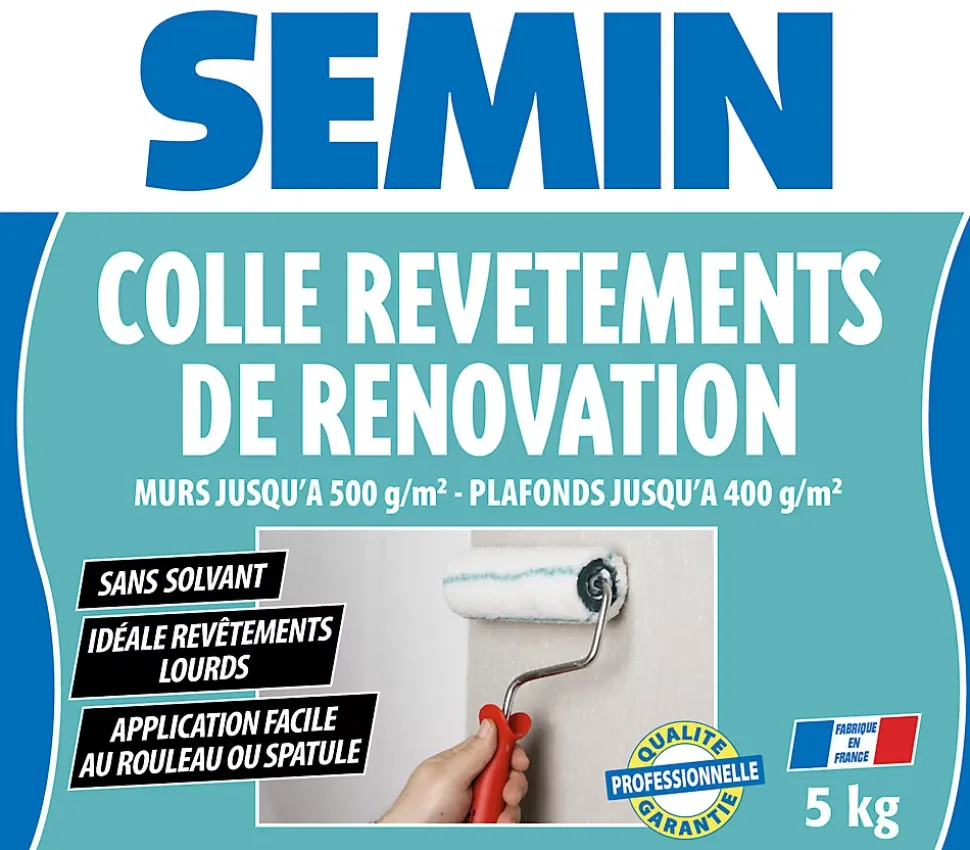 Colle Revêtements de Rénovation Lisse en Pâte Semin, Prête à l'Emploi, Intérieur, Seau de 5 kg (Lot de 3)