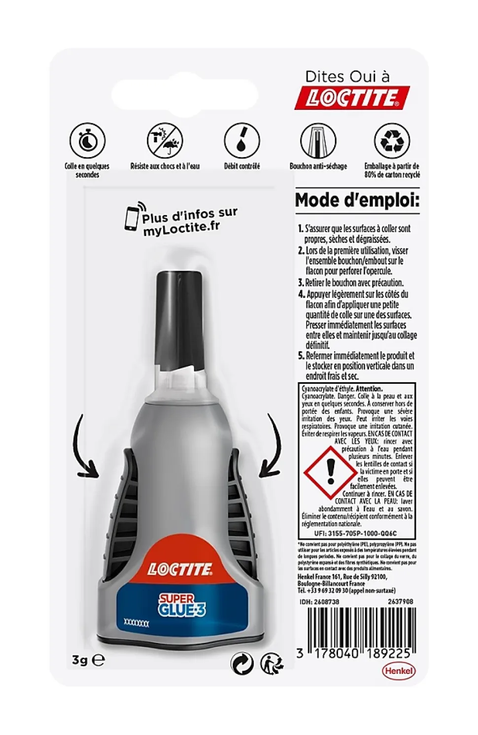 Colle Superglue-3 Control Liquide Loctite 3g
