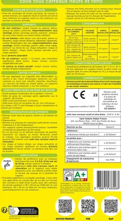 Colle tous carreaux neufs et réno blanc Weber 25kg