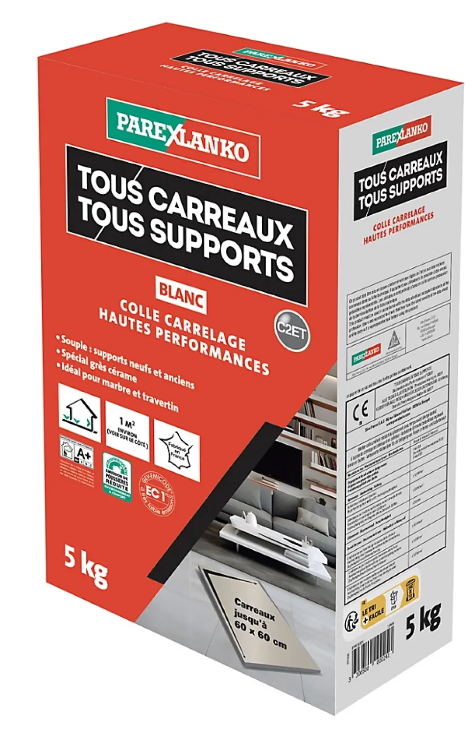 Colle tous carreaux tous supports Parexlanko Blanc 5kg